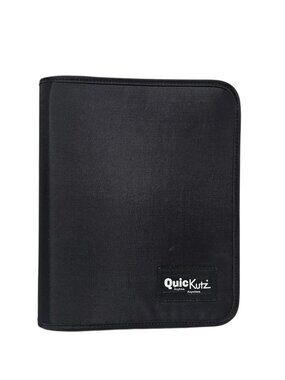 Quickutz Empty Storage Binder Organizer Case Black Zip 3-Ring Mesh Pocket